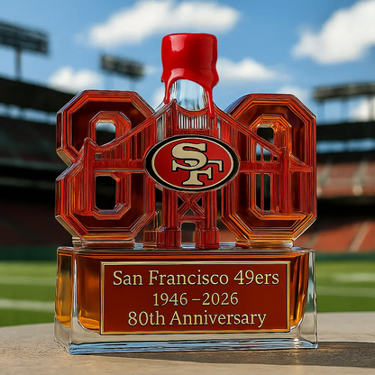 San Francisco 49ers 80th anniversary whiskey bottle