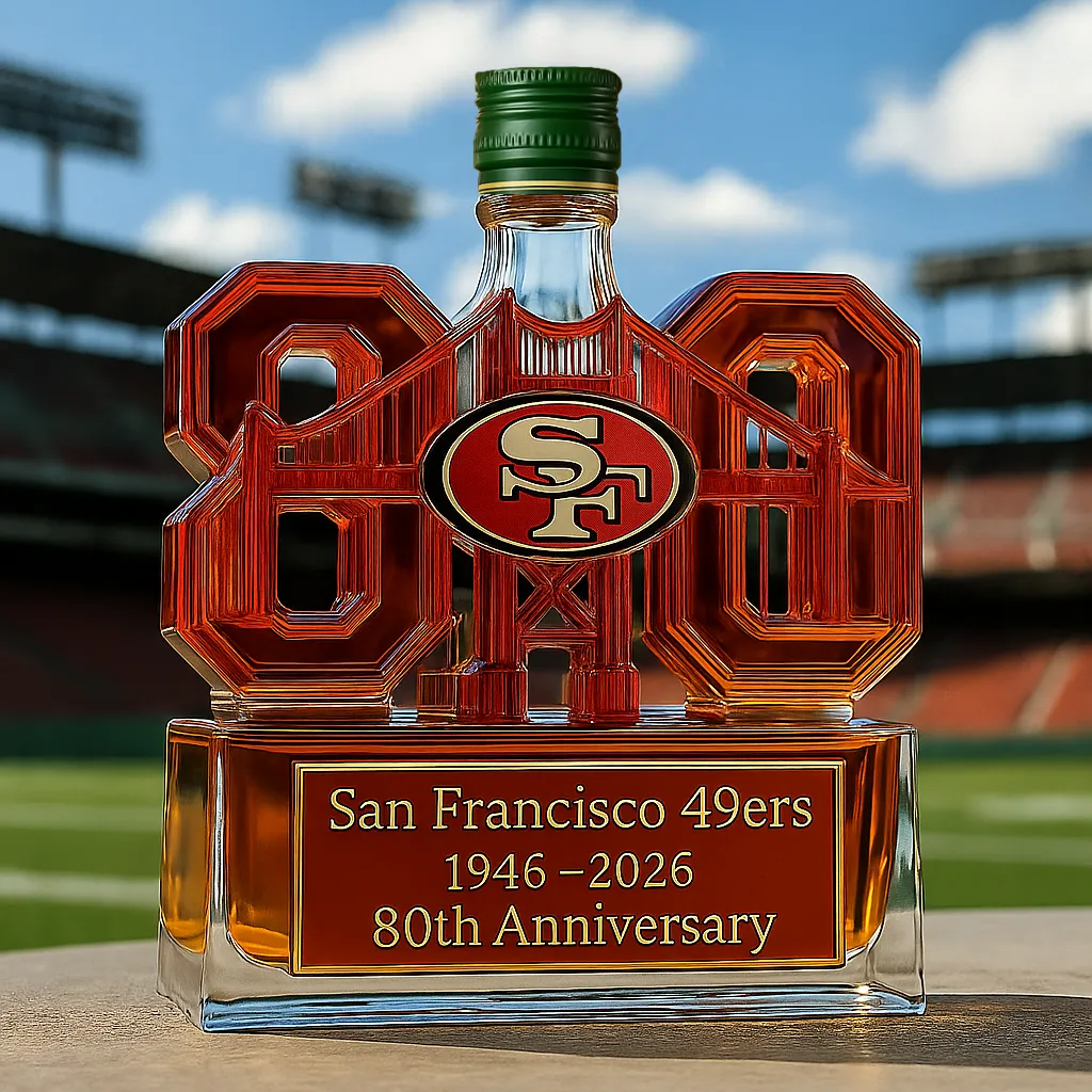 San Francisco 49ers 80th anniversary whiskey bottle