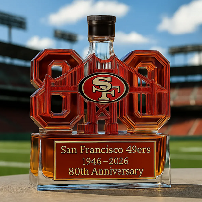 San Francisco 49ers 80th anniversary whiskey bottle