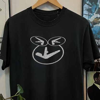 Rare 1998 Aphex Twin Warp Triple Logo Washed Black Tee