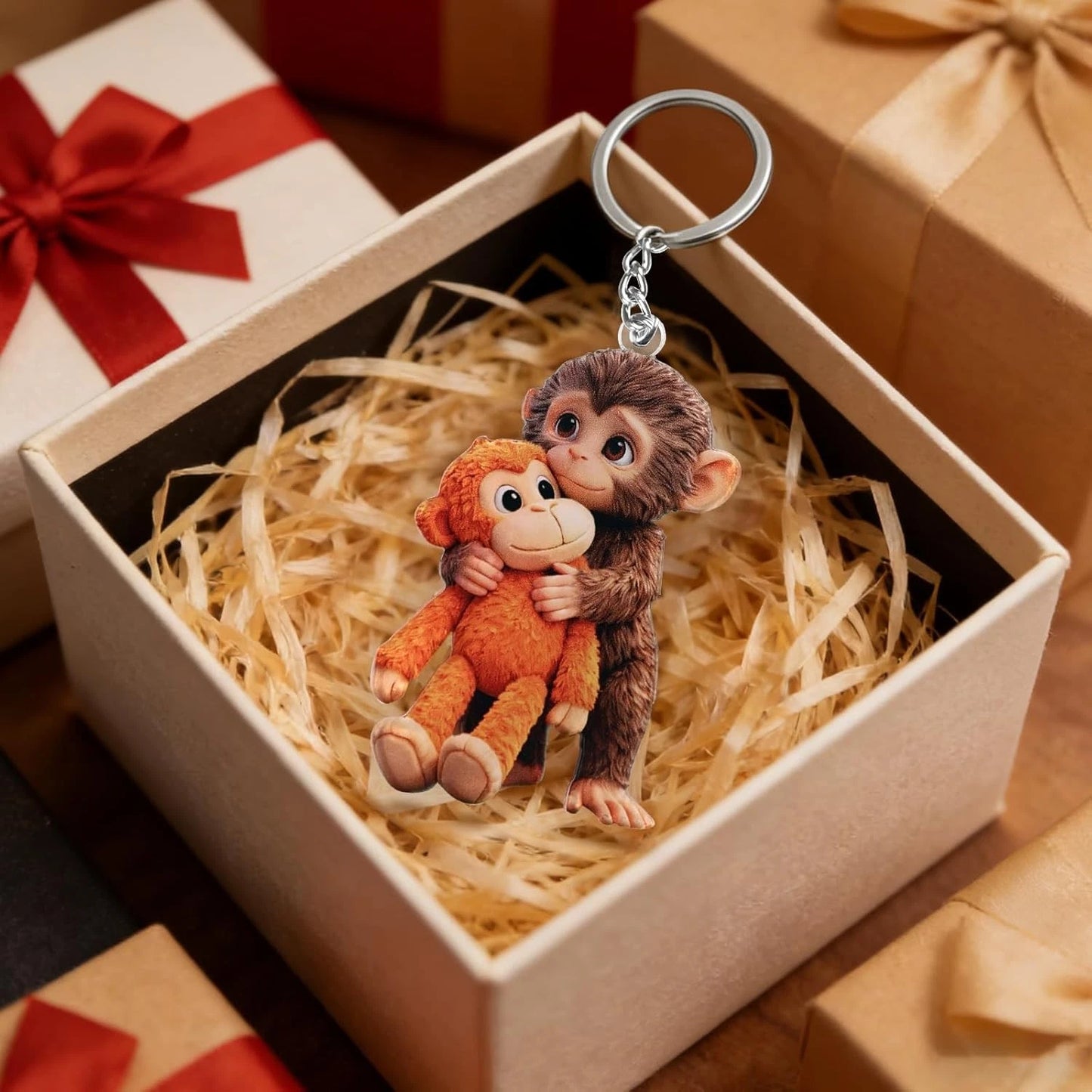 Protect Punch The Monkey Keychain,for Backpack Purse Car Keys